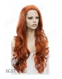 Synthetic lace front wig Wavy red long hair