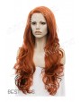 Synthetic lace front wig Wavy red long hair