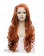 Synthetic lace front wig Wavy red long hair