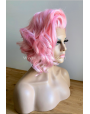 Synthetic lace front wig Curly pink hair