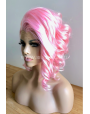 Synthetic lace front wig Curly pink hair