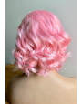 Synthetic lace front wig Curly pink hair