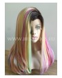 Synthetic lace front wig Straight mixed long hair / Fantasy collection