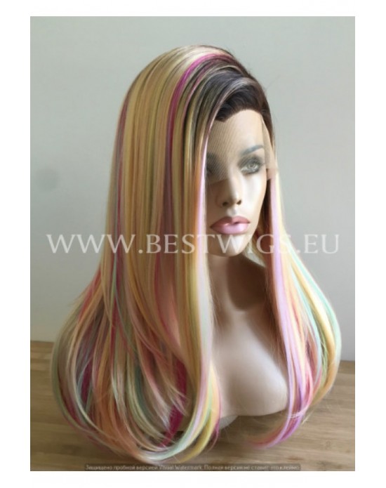 Synthetic lace front wig Straight mixed long hair / Fantasy collection