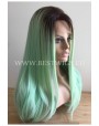 Synthetic lace front wig Stright Mint long hair (dark roots) 
