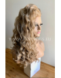 Synthetic lace front wig Wavy blond long hair