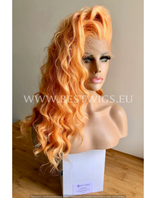Synthetic lace front wig Wavy Long hair Baby Orange