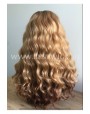 Synthetic lace front wig Curly light chestnut colored long hair Ombre