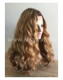 Synthetic lace front wig Curly light chestnut colored long hair Ombre