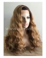 Synthetic lace front wig Curly light chestnut colored long hair Ombre