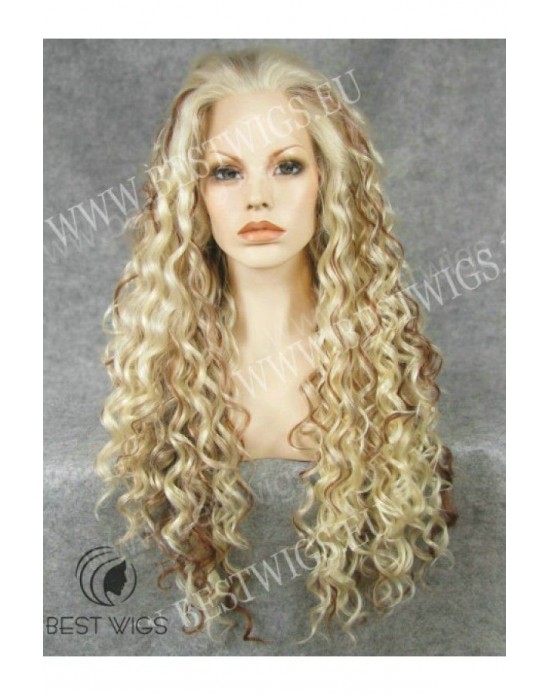Synthetic lace front wig Curly blond mixed long hair