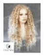 Synthetic lace front wig Curly blond long hair