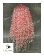 Synthetic lace front wig Curly pink long hair