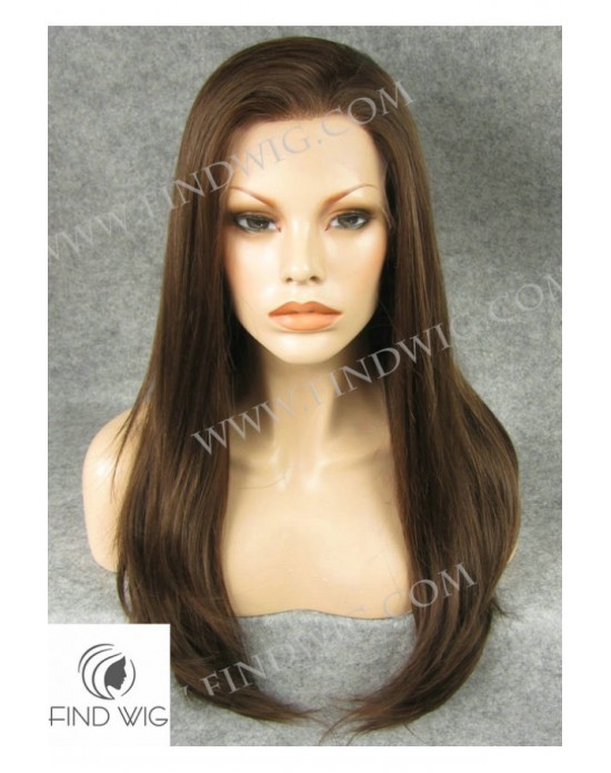 Synthetic lace front wig Stright chestnut long hair