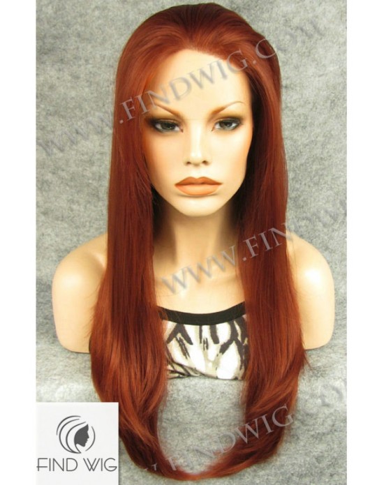 Synthetic lace front wig Stright red long hair