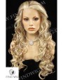 Synthetic lace front wig Wavy blond mixed long hair