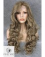 Synthetic lace front wig Wavy chestnut ash-grey colored long hair