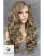 Synthetic lace front wig Wavy chestnut ash-grey colored long hair