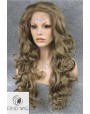 Synthetic lace front wig Wavy chestnut ash-grey colored long hair