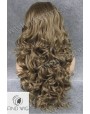 Synthetic lace front wig Wavy chestnut ash-grey colored long hair