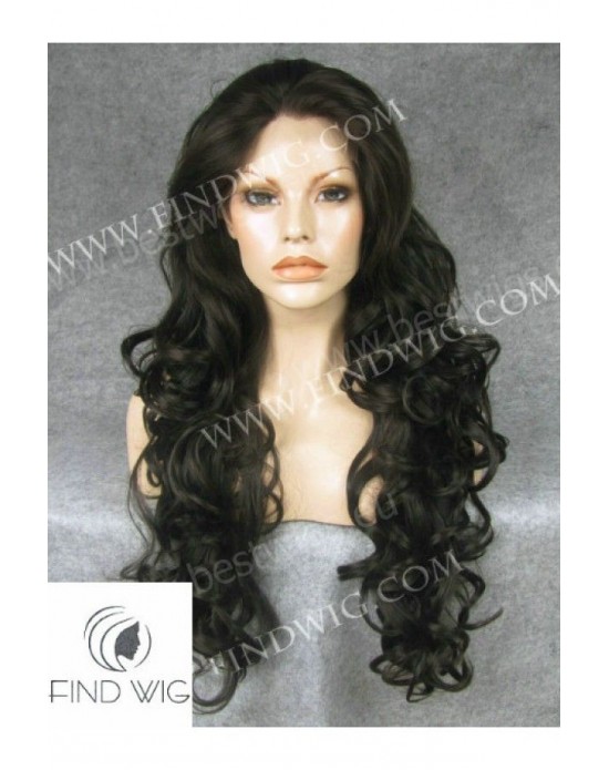 Synthetic lace front wig Wavy brown long hair