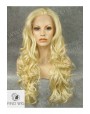 Synthetic lace front wig Wavy blond long hair