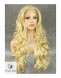 Synthetic lace front wig Wavy blond long hair