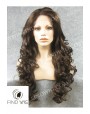 Synthetic lace front wig Wavy chestnut colored long hair