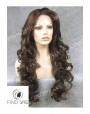 Synthetic lace front wig Wavy chestnut colored long hair
