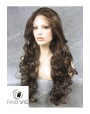 Synthetic lace front wig Wavy chestnut colored long hair