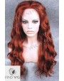 Synthetic lace front wig Wavy red long hair