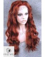 Synthetic lace front wig Wavy red long hair