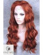 Synthetic lace front wig Wavy red long hair