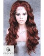 Synthetic lace front wig Wavy red long hair
