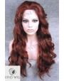 Synthetic lace front wig Wavy red long hair