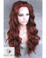 Synthetic lace front wig Wavy red long hair