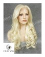Synthetic lace front wig Wavy blond long hair