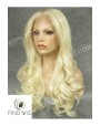 Synthetic lace front wig Wavy blond long hair