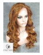 Synthetic lace front wig Wavy red long hair