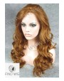 Synthetic lace front wig Wavy red long hair