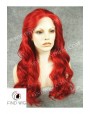 Synthetic lace front wig Wavy red long hair