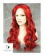 Synthetic lace front wig Wavy red long hair