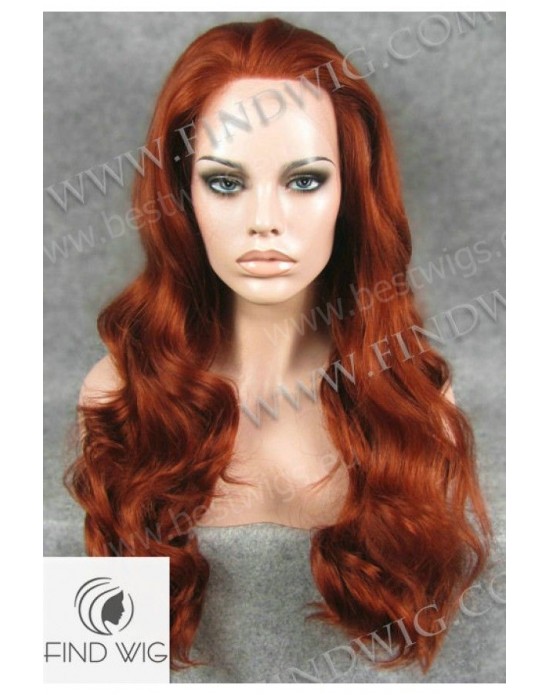 Synthetic Lace Front Wig Wavy Red Long Hair