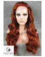 Synthetic lace front wig Wavy red long hair