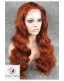 Synthetic lace front wig Wavy red long hair