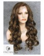 Synthetic lace front wig Wavy chestnut colored long hair