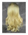 Synthetic lace front wig Wavy blond long hair with dark roots