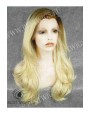Synthetic lace front wig Wavy blond long hair with dark roots