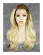 Synthetic lace front wig Wavy blond long hair with dark roots