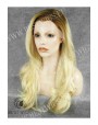 Synthetic lace front wig Wavy blond long hair with dark roots